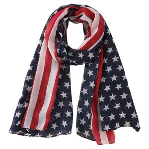 New American Flag Chiffon Scarf Patriotic 4th of July Stats and Stripes.       S